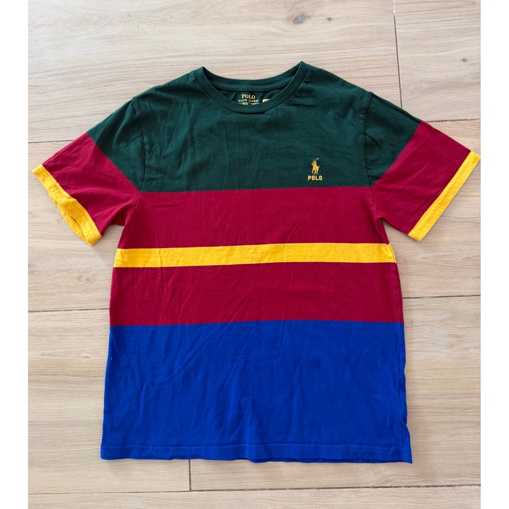 Polo Ralph Lauren Boys XL 18-20 Colorblock T-Shirt Green Red Blue Yellow Pony